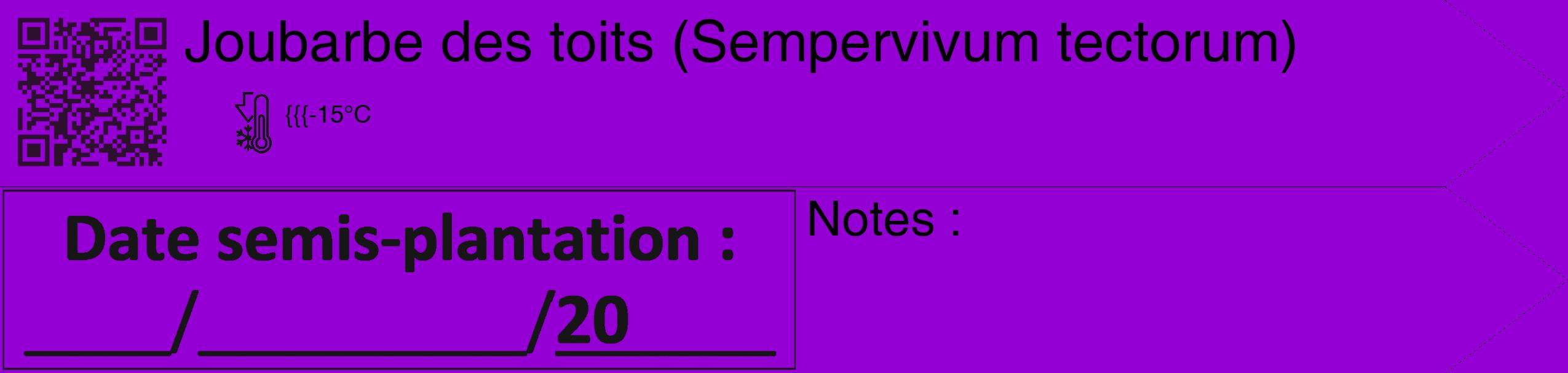 Étiquette de : Sempervivum tectorum - format c - style noire48_simple_simplehel avec qrcode et comestibilité