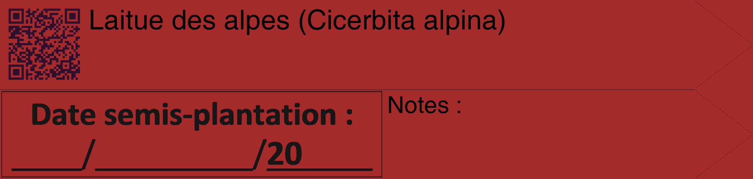 Étiquette de : Cicerbita alpina - format c - style noire33_simple_simplehel avec qrcode et comestibilité