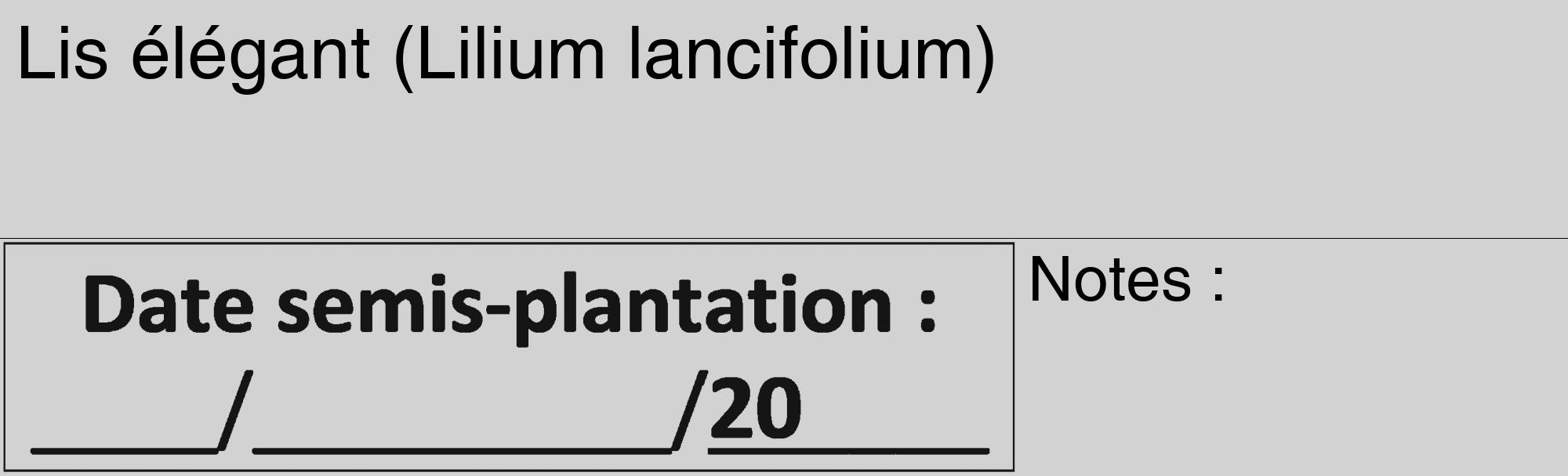 Étiquette de : Lilium lancifolium - format c - style noire14_basique_basiquehel avec comestibilité