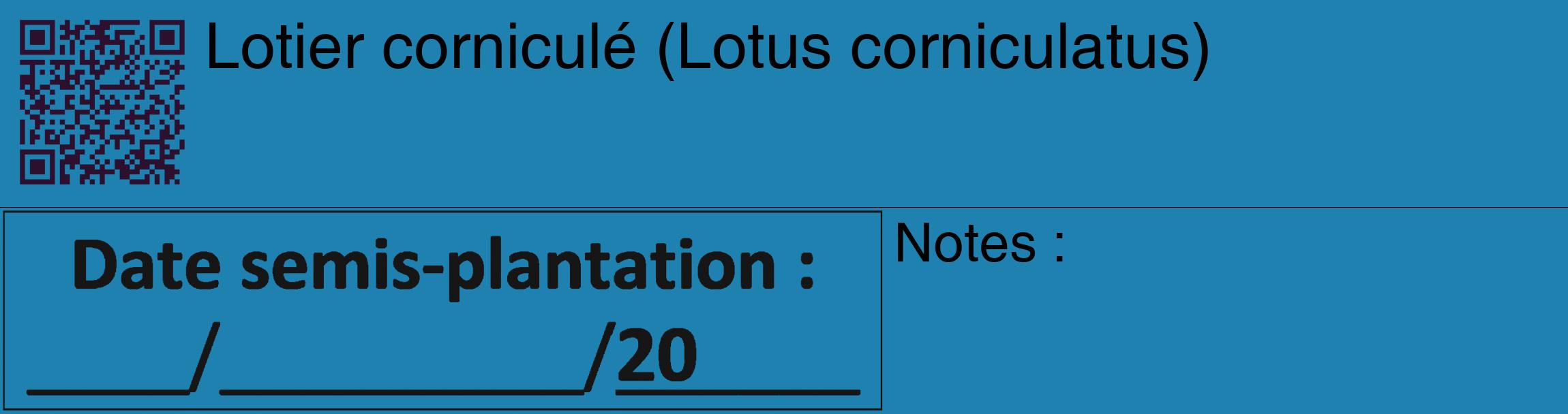 Étiquette de : Lotus corniculatus - format c - style noire6_basique_basiquehel avec qrcode et comestibilité