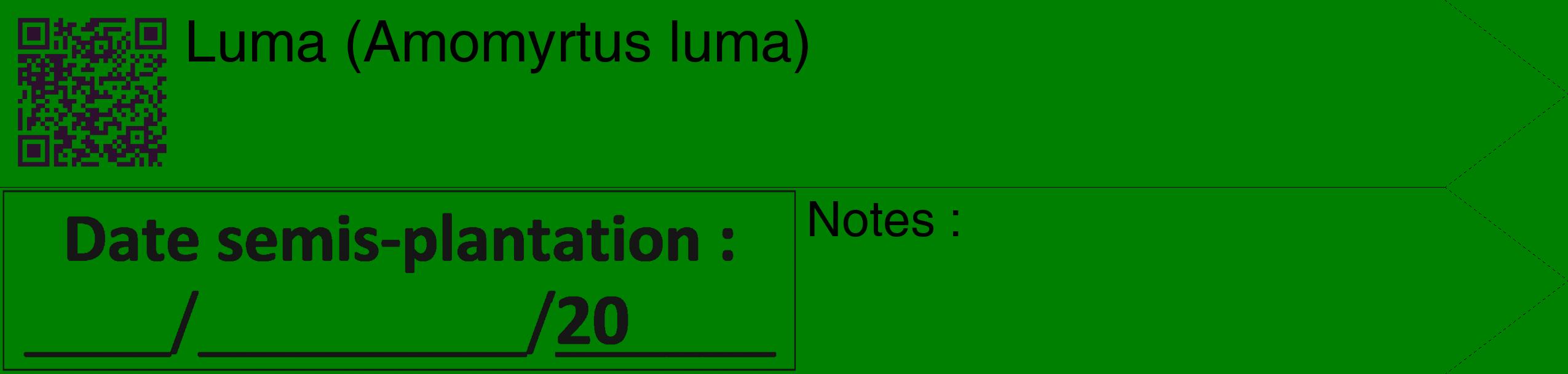 Étiquette de : Amomyrtus luma - format c - style noire9_simple_simplehel avec qrcode et comestibilité