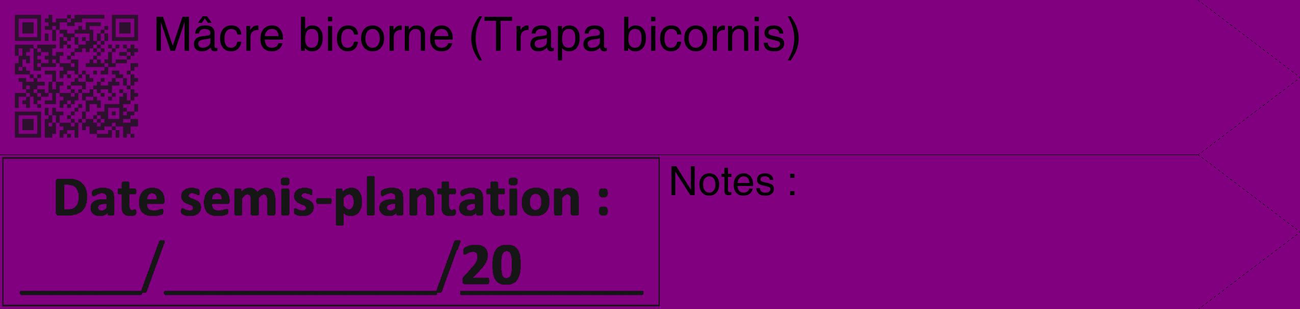 Étiquette de : Trapa bicornis - format c - style noire46_simple_simplehel avec qrcode et comestibilité