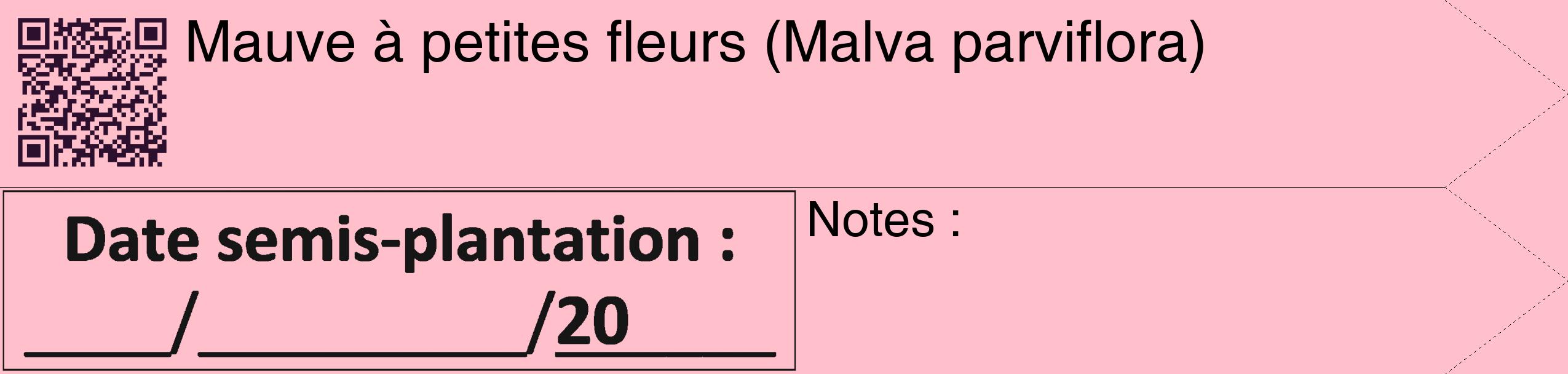 Étiquette de : Malva parviflora - format c - style noire40_simple_simplehel avec qrcode et comestibilité