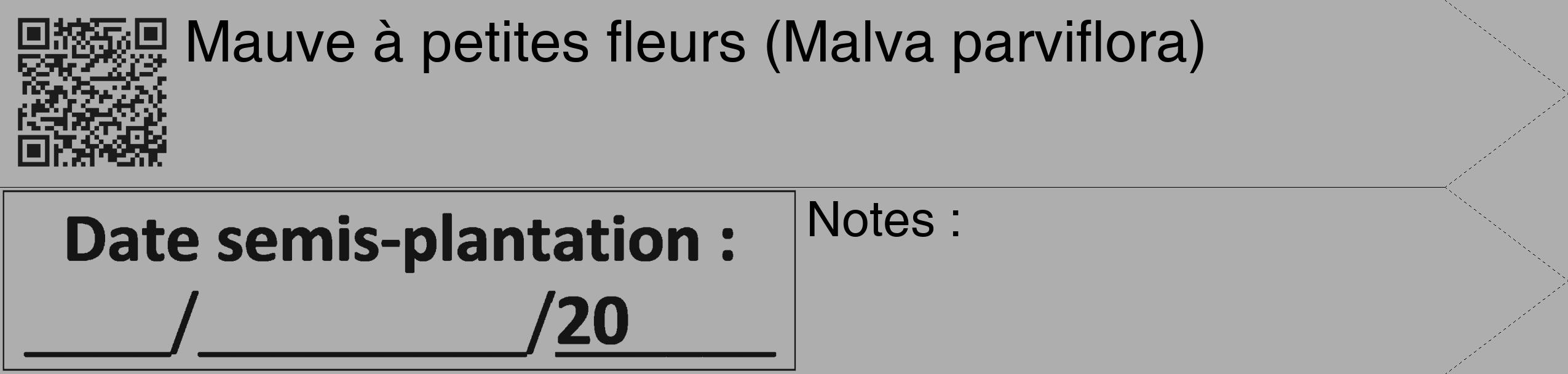 Étiquette de : Malva parviflora - format c - style noire53_simple_simplehel avec qrcode et comestibilité