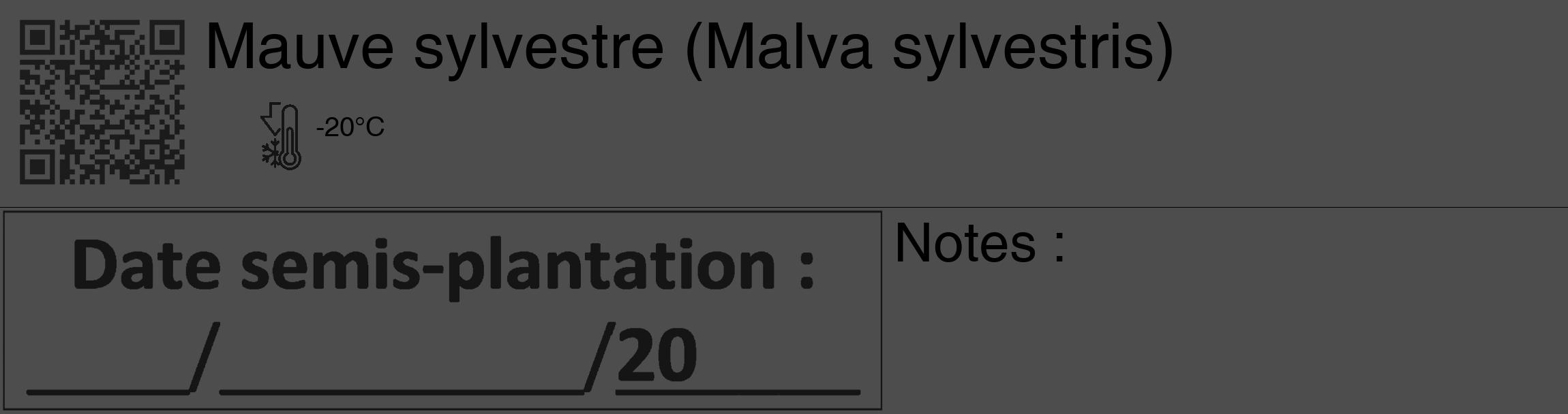 Étiquette de : Malva sylvestris - format c - style noire28_basique_basiquehel avec qrcode et comestibilité