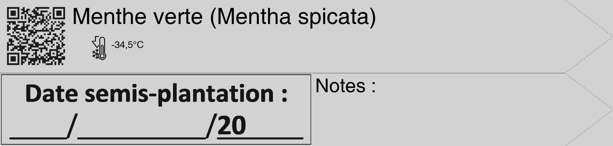 Étiquette de : Mentha spicata - format c - style noire14_simple_simplehel avec qrcode et comestibilité