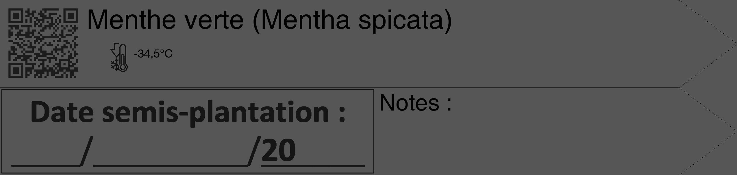 Étiquette de : Mentha spicata - format c - style noire45_simple_simplehel avec qrcode et comestibilité