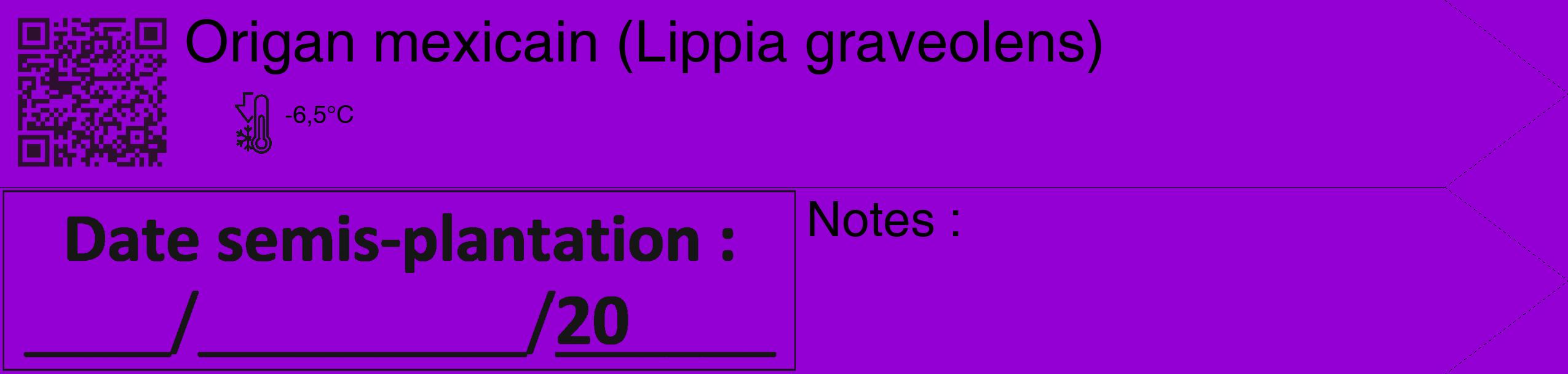 Étiquette de : Lippia graveolens - format c - style noire48_simple_simplehel avec qrcode et comestibilité