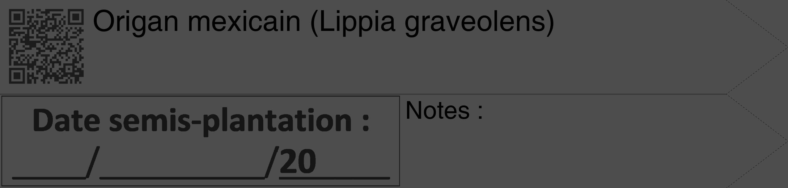 Étiquette de : Lippia graveolens - format c - style noire28_simple_simplehel avec qrcode et comestibilité