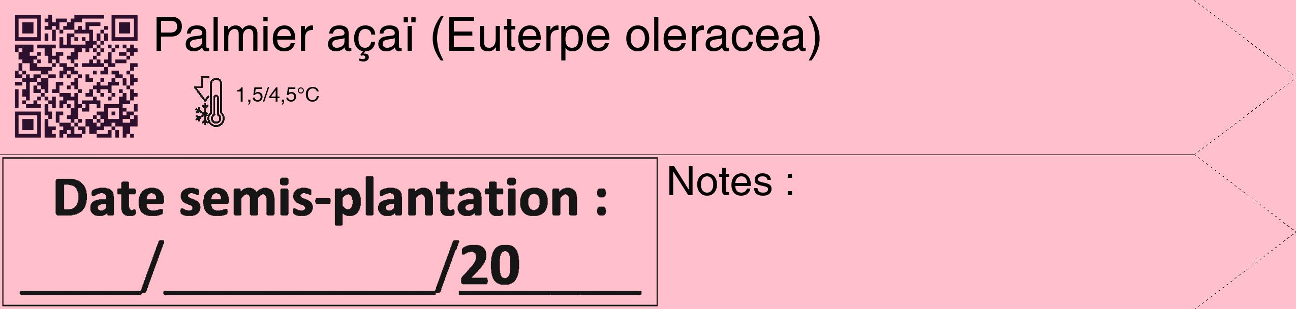 Étiquette de : Euterpe oleracea - format c - style noire40_simple_simplehel avec qrcode et comestibilité