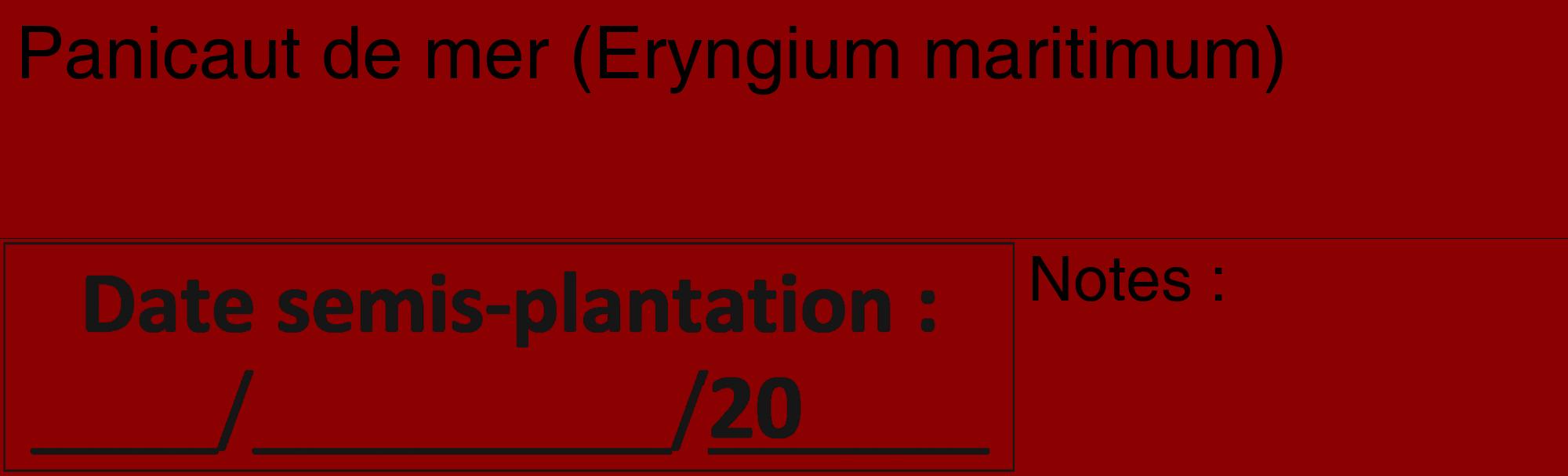 Étiquette de : Eryngium maritimum - format c - style noire34_basique_basiquehel avec comestibilité