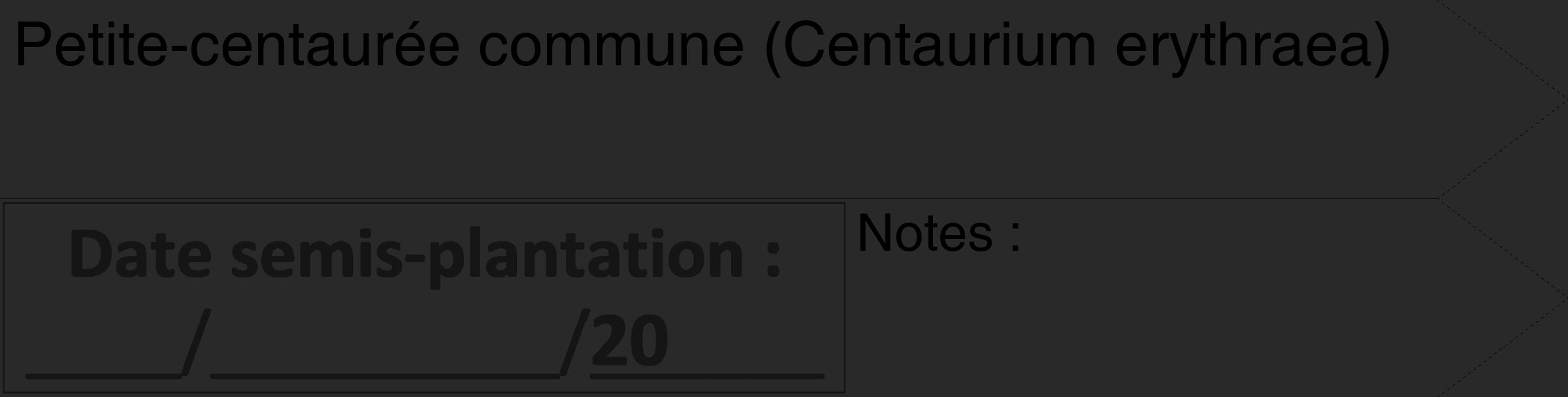 Étiquette de : Centaurium erythraea - format c - style noire34_simple_simplehel avec comestibilité