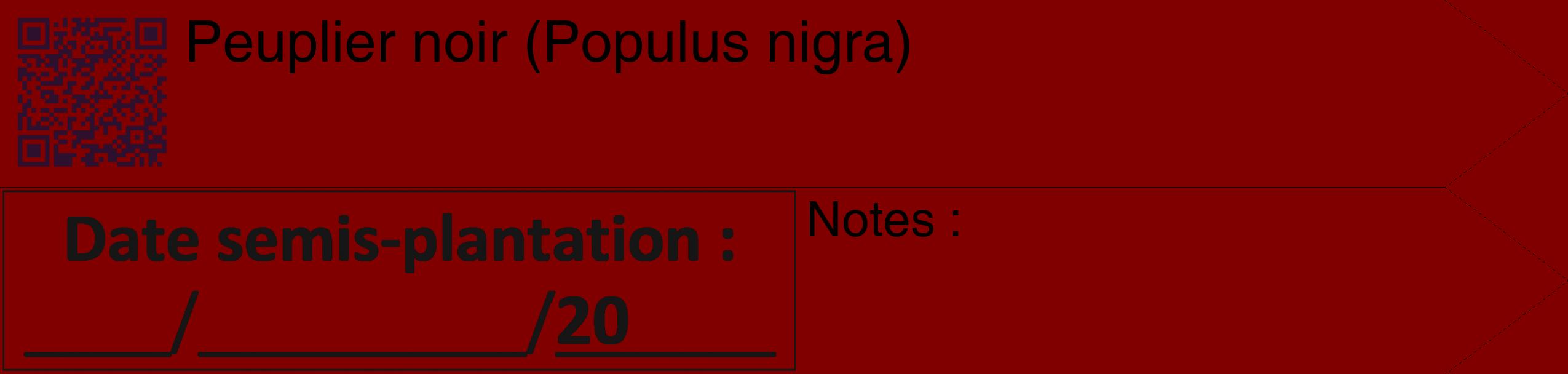 Étiquette de : Populus nigra - format c - style noire29_simple_simplehel avec qrcode et comestibilité
