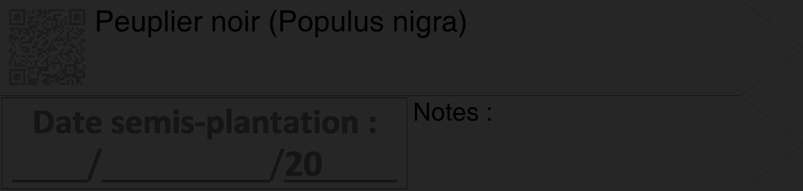 Étiquette de : Populus nigra - format c - style noire29_simple_simplehel avec qrcode et comestibilité