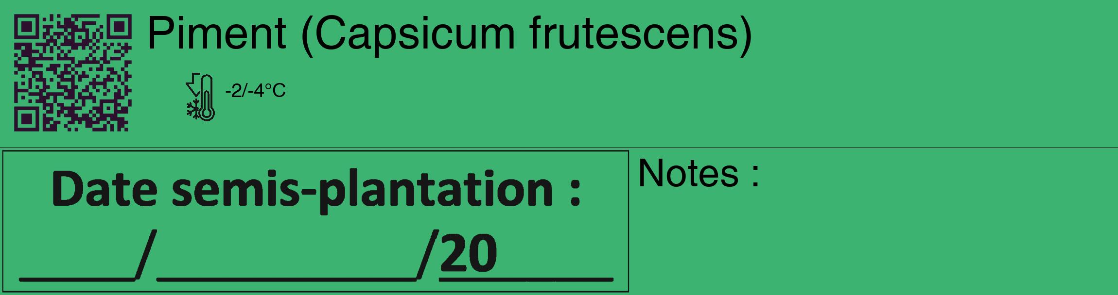 Étiquette de : Capsicum frutescens - format c - style noire12_basique_basiquehel avec qrcode et comestibilité