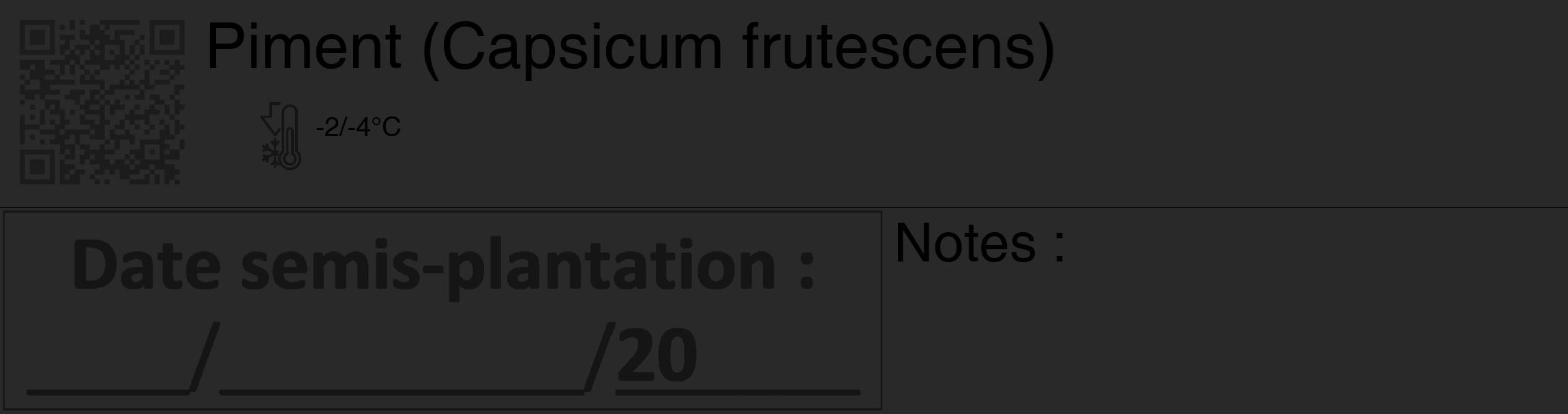 Étiquette de : Capsicum frutescens - format c - style noire34_basique_basiquehel avec qrcode et comestibilité