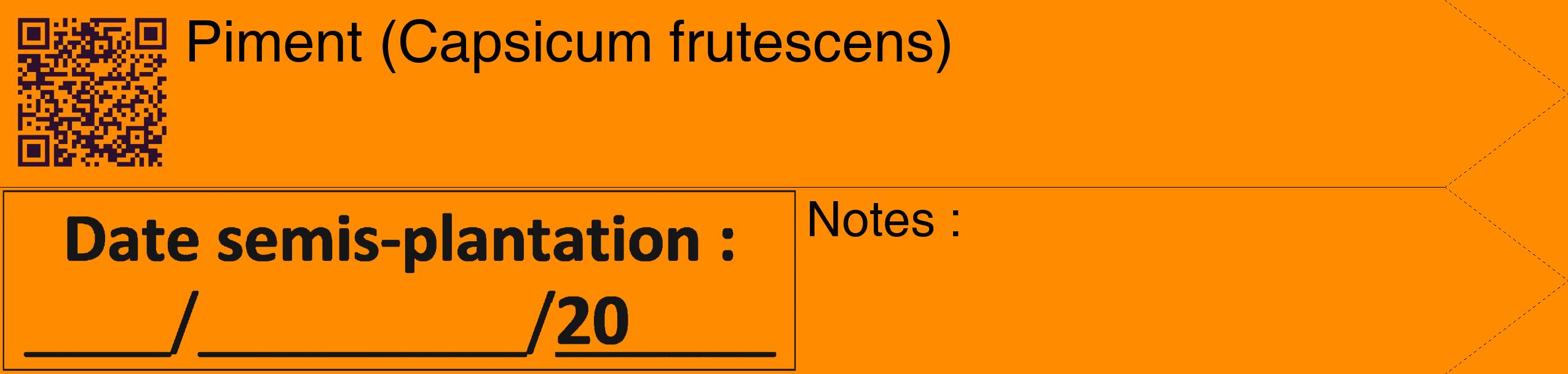 Étiquette de : Capsicum frutescens - format c - style noire23_simple_simplehel avec qrcode et comestibilité