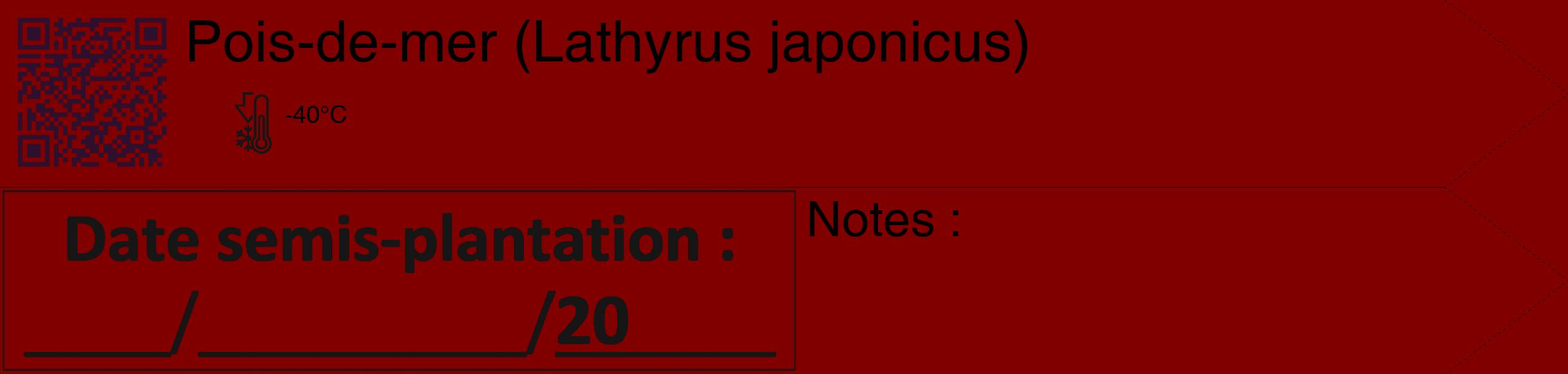 Étiquette de : Lathyrus japonicus - format c - style noire29_simple_simplehel avec qrcode et comestibilité