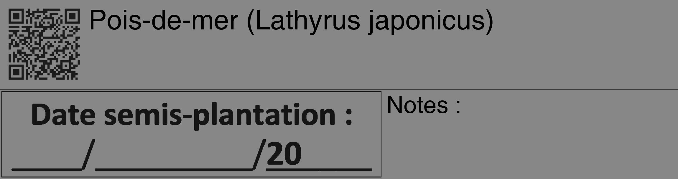 Étiquette de : Lathyrus japonicus - format c - style noire12_basique_basiquehel avec qrcode et comestibilité