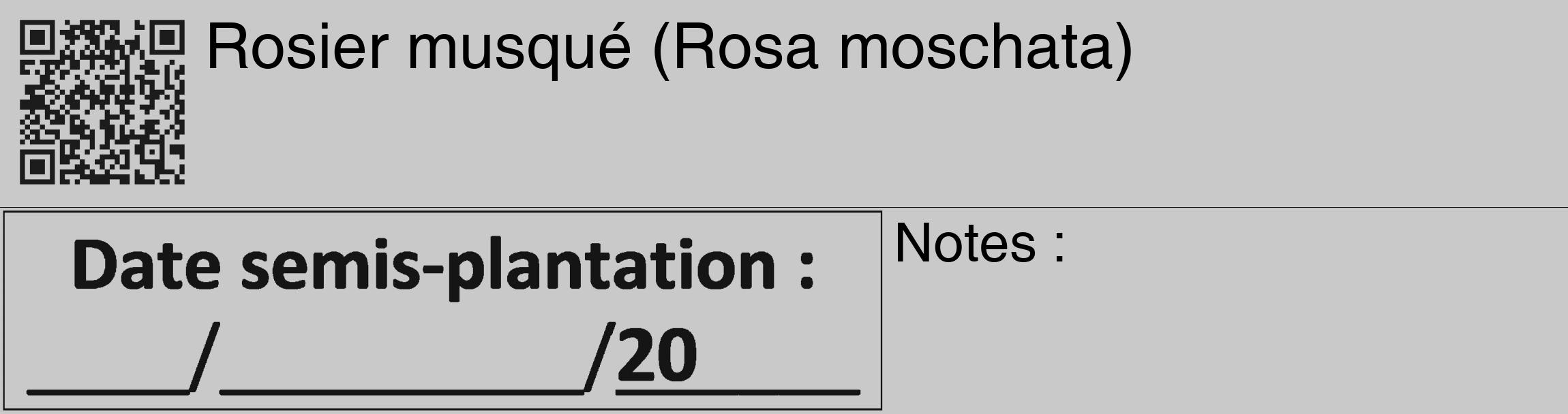 Étiquette de : Rosa moschata - format c - style noire54_basique_basiquehel avec qrcode et comestibilité