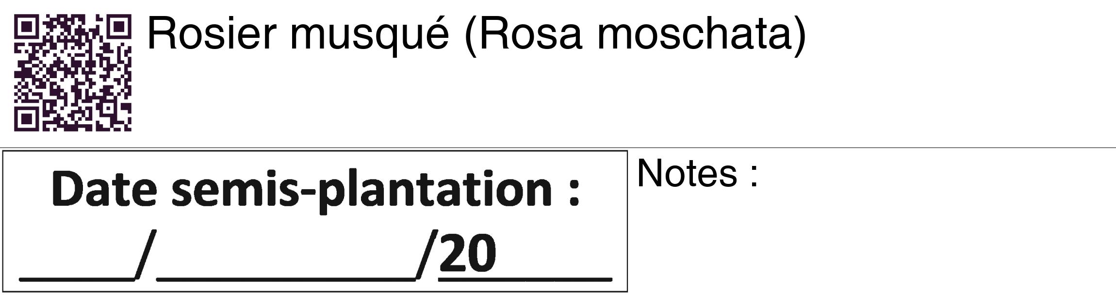 Étiquette de : Rosa moschata - format c - style noire60_basique_basiquehel avec qrcode et comestibilité