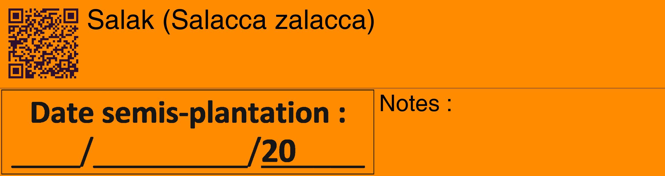 Étiquette de : Salacca zalacca - format c - style noire23_basique_basiquehel avec qrcode et comestibilité
