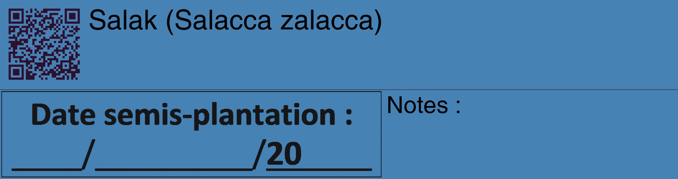 Étiquette de : Salacca zalacca - format c - style noire5_basique_basiquehel avec qrcode et comestibilité