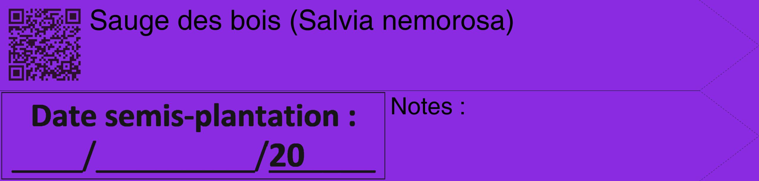 Étiquette de : Salvia nemorosa - format c - style noire49_simple_simplehel avec qrcode et comestibilité