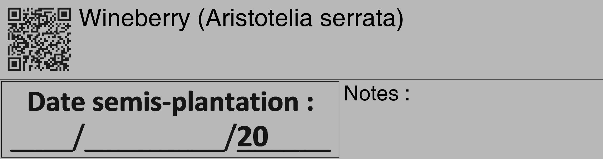 Étiquette de : Aristotelia serrata - format c - style noire39_basique_basiquehel avec qrcode et comestibilité