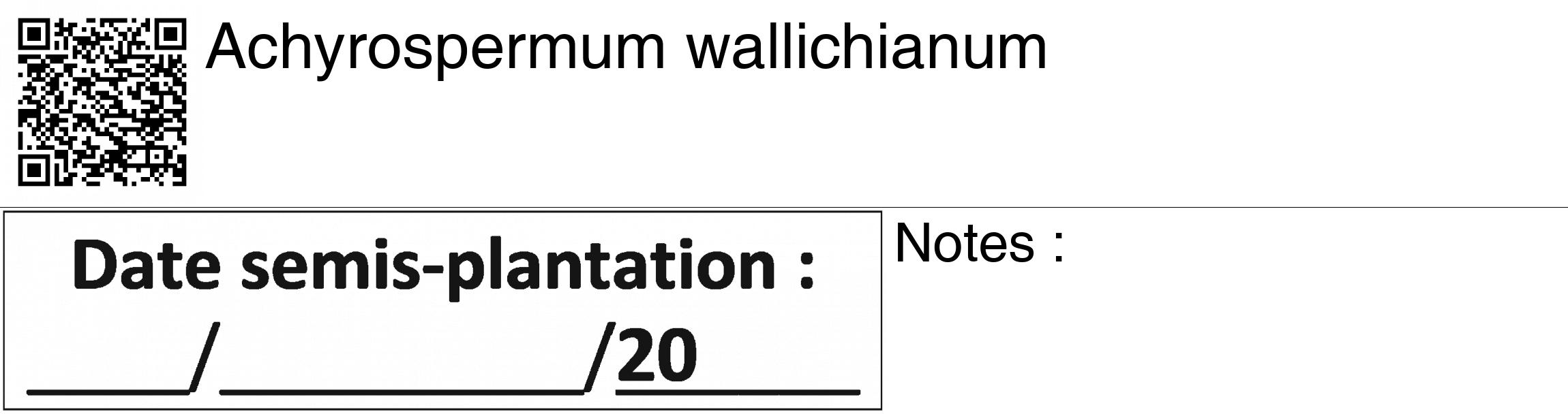 Étiquette de : Achyrospermum wallichianum - format c - style noire60_basiquegrrvhel avec qrcode
