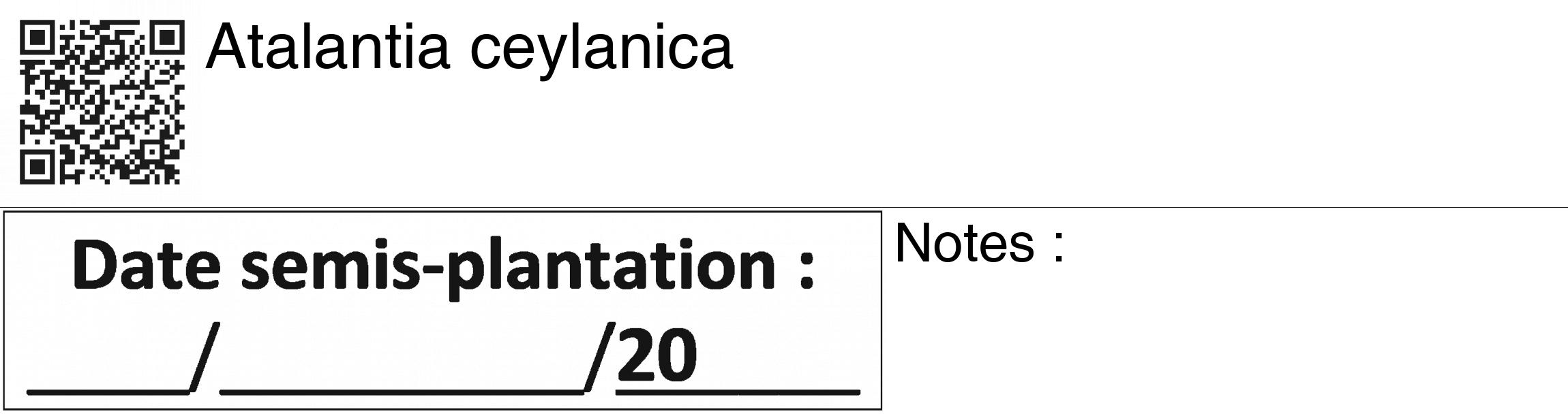 Étiquette de : Atalantia ceylanica - format c - style noire60_basiquegrrvhel avec qrcode