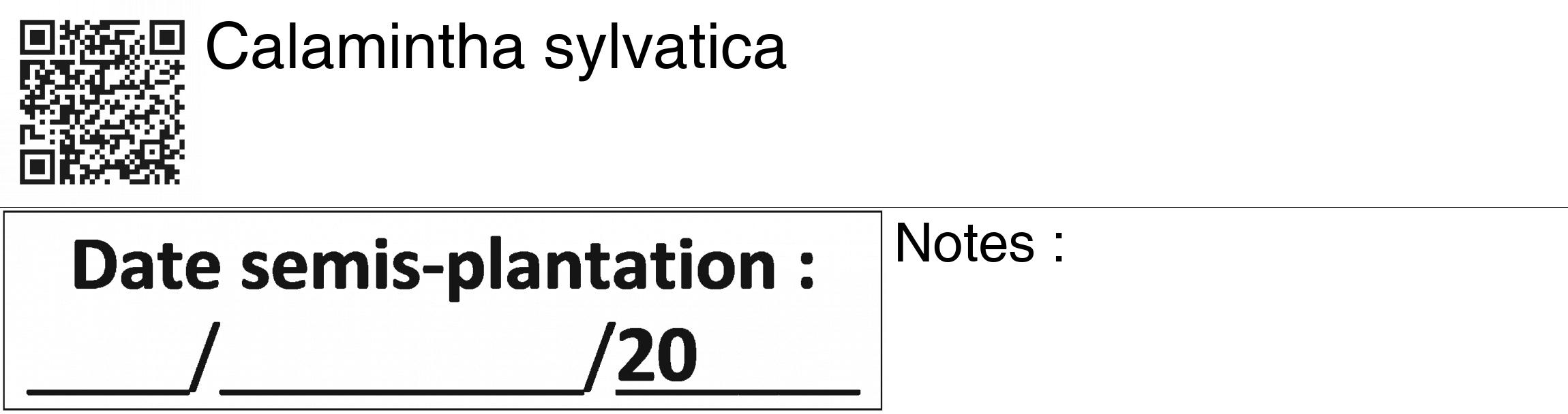 Étiquette de : Calamintha sylvatica - format c - style noire60_basiquegrrvhel avec qrcode