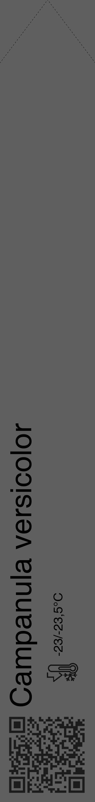 Étiquette de : Campanula versicolor - format c - style noire10_simple_simplehel avec qrcode et comestibilité - position verticale