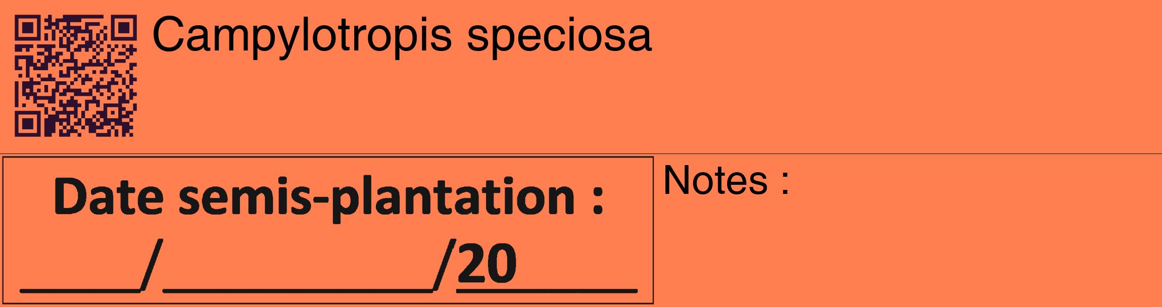 Étiquette de : Campylotropis speciosa - format c - style noire24_basique_basiquehel avec qrcode et comestibilité