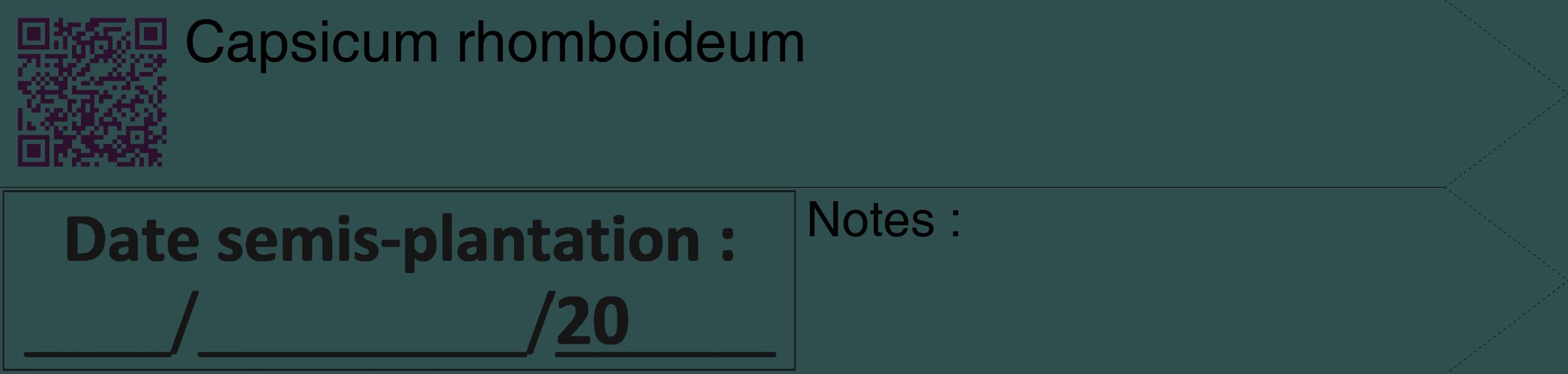 Étiquette de : Capsicum rhomboideum - format c - style noire58_simple_simplehel avec qrcode et comestibilité