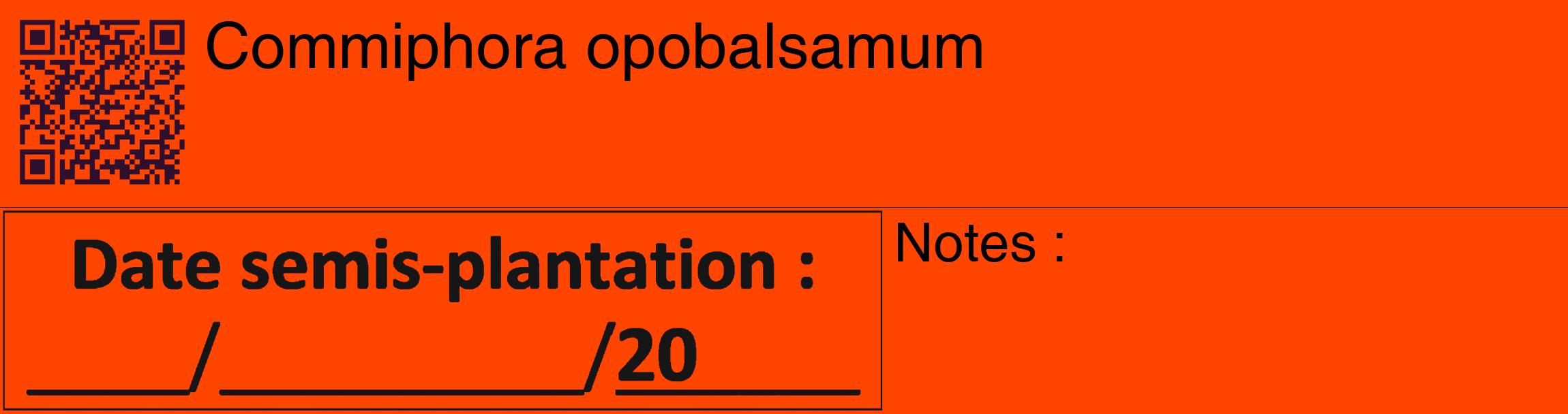 Étiquette de : Commiphora opobalsamum - format c - style noire26_basique_basiquehel avec qrcode et comestibilité
