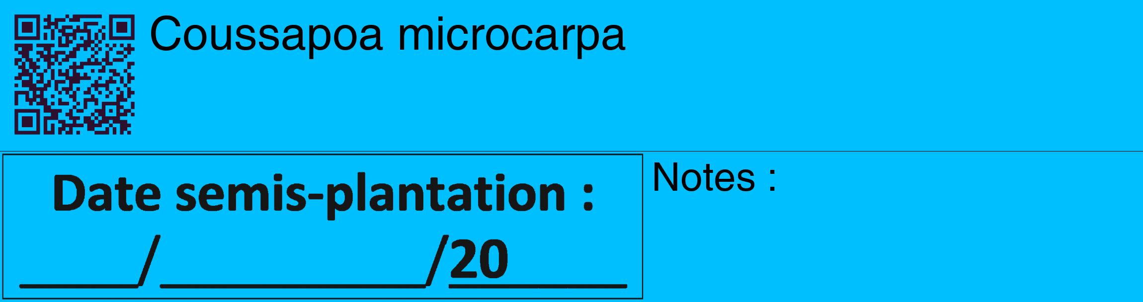 Étiquette de : Coussapoa microcarpa - format c - style noire2_basique_basiquehel avec qrcode et comestibilité
