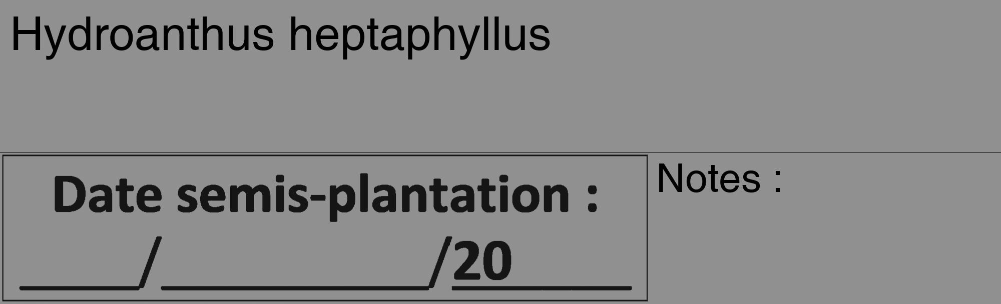 Étiquette de : Hydroanthus heptaphyllus - format c - style noire4_basique_basiquehel avec comestibilité