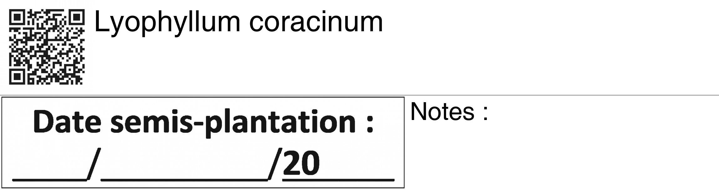 Étiquette de : Lyophyllum coracinum - format c - style noire60_basiquegrrvhel avec qrcode