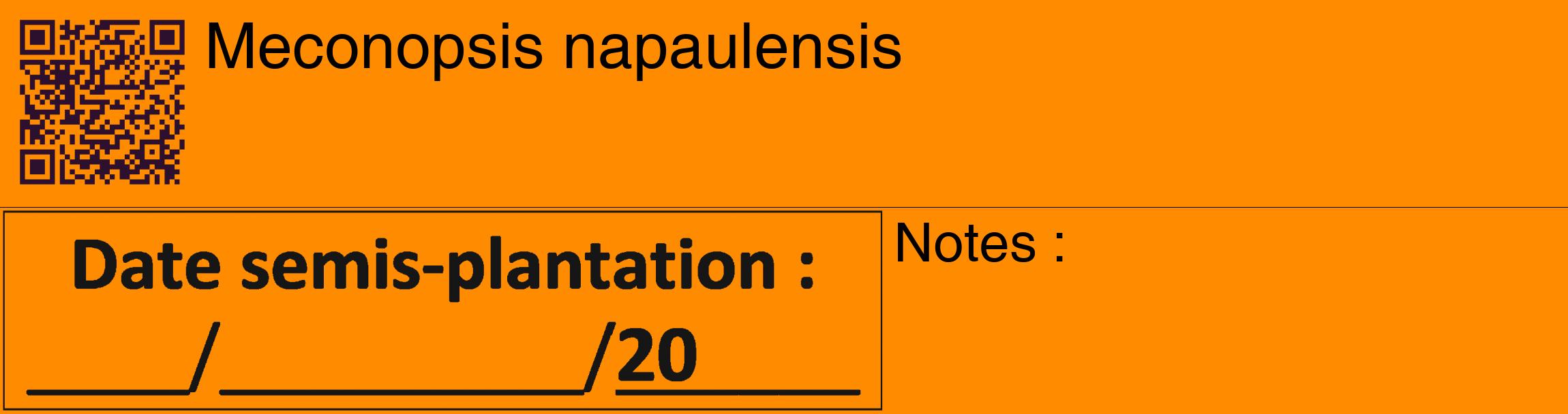 Étiquette de : Meconopsis napaulensis - format c - style noire23_basique_basiquehel avec qrcode et comestibilité