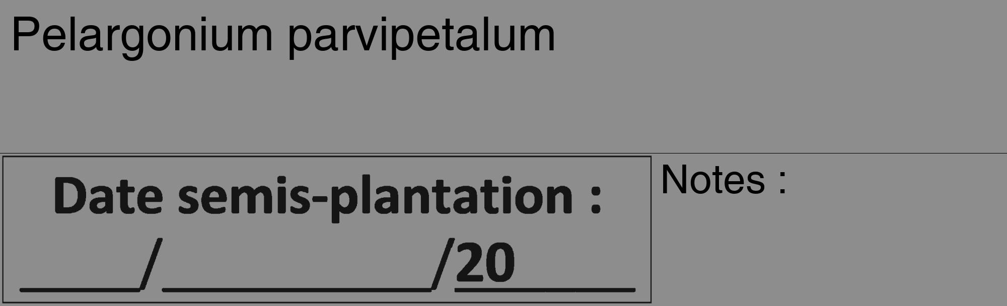 Étiquette de : Pelargonium parvipetalum - format c - style noire2_basique_basiquehel avec comestibilité