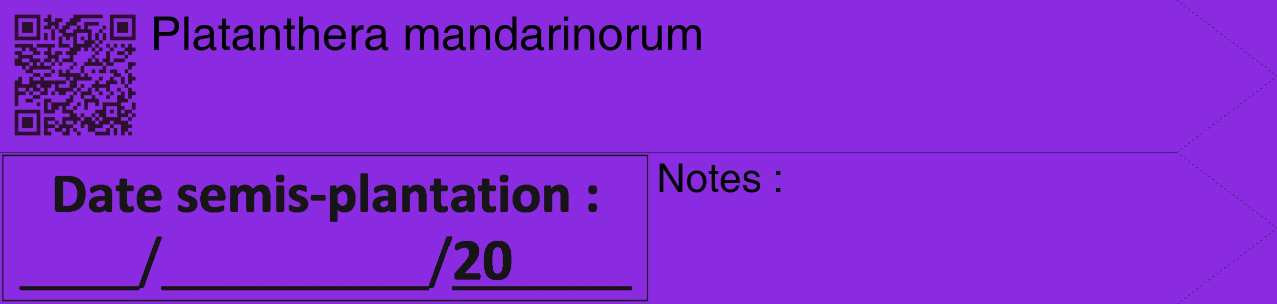 Étiquette de : Platanthera mandarinorum - format c - style noire49_simple_simplehel avec qrcode et comestibilité