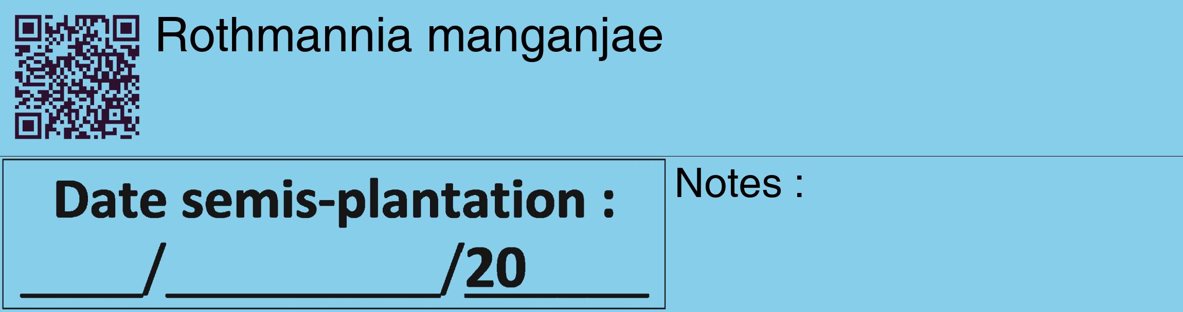 Étiquette de : Rothmannia manganjae - format c - style noire1_basique_basiquehel avec qrcode et comestibilité