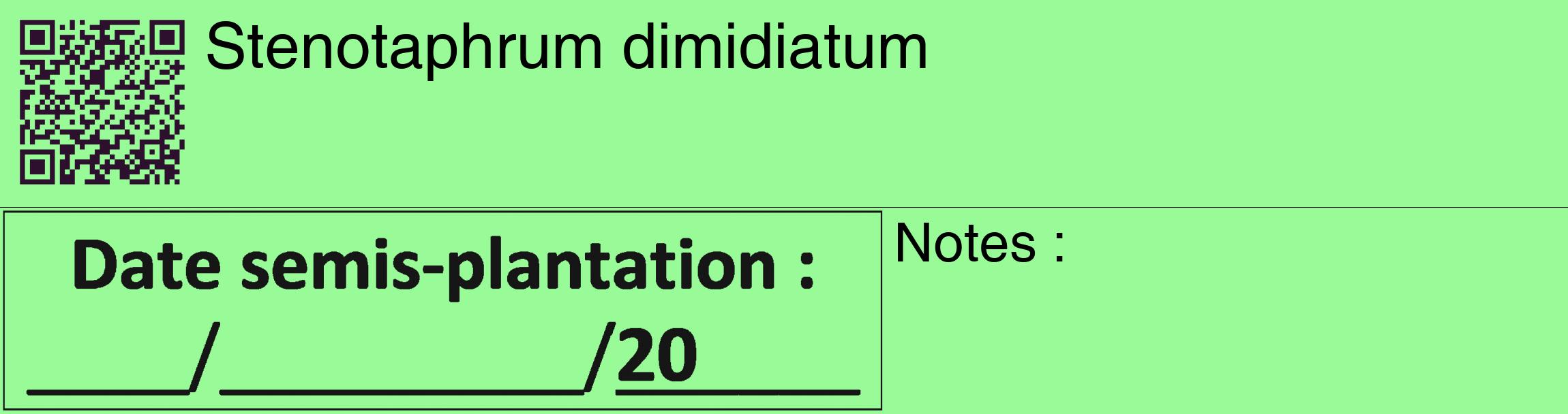 Étiquette de : Stenotaphrum dimidiatum - format c - style noire14_basique_basiquehel avec qrcode et comestibilité