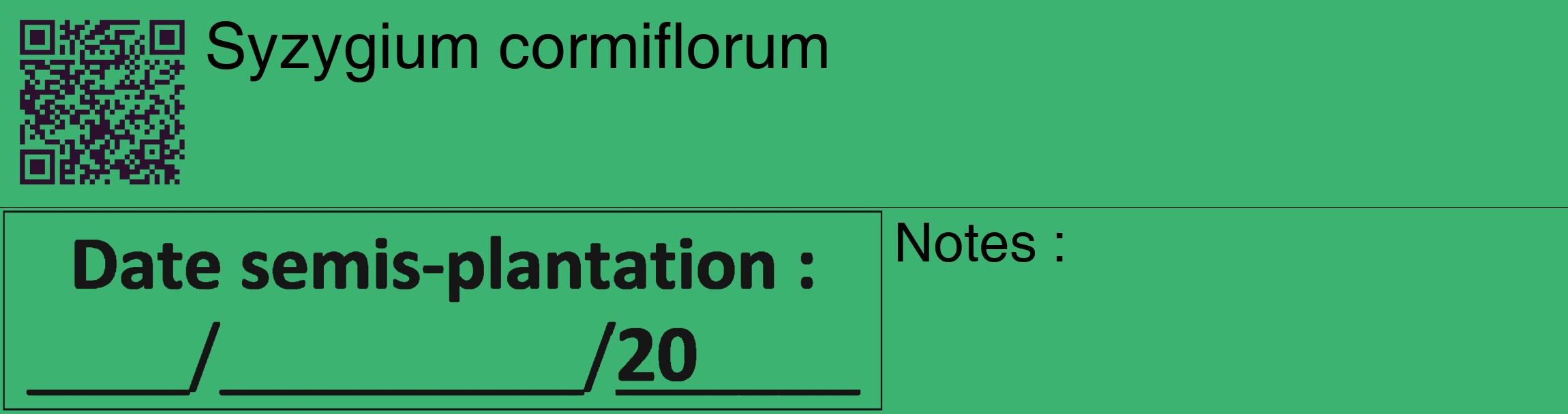 Étiquette de : Syzygium cormiflorum - format c - style noire12_basique_basiquehel avec qrcode et comestibilité