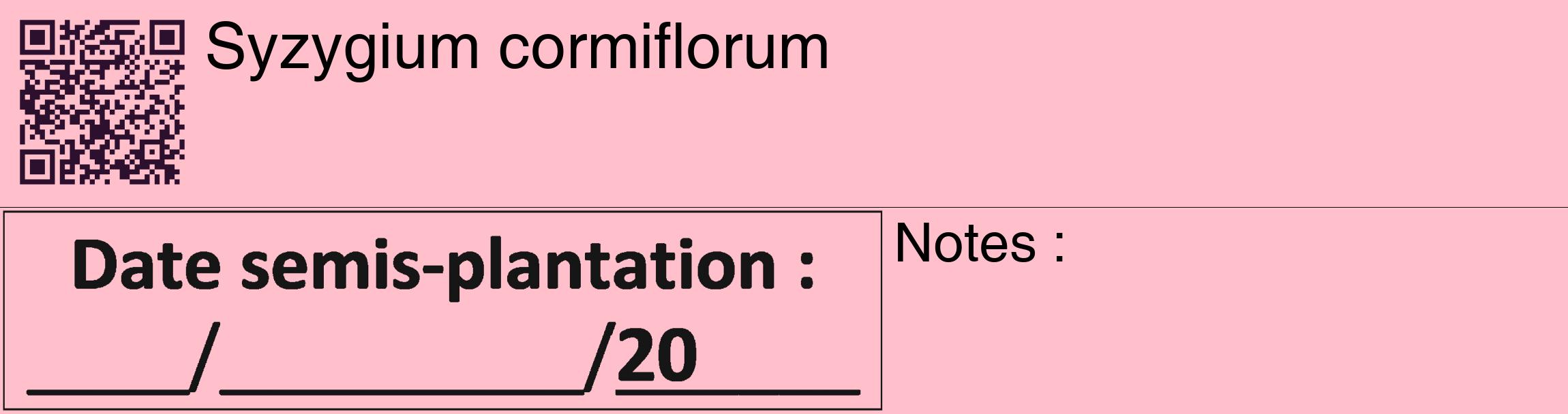 Étiquette de : Syzygium cormiflorum - format c - style noire40_basique_basiquehel avec qrcode et comestibilité