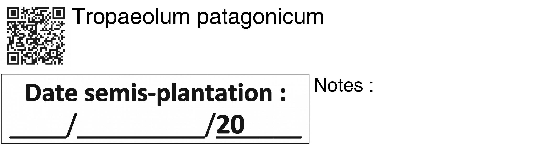 Étiquette de : Tropaeolum patagonicum - format c - style noire60_basiquegrrvhel avec qrcode