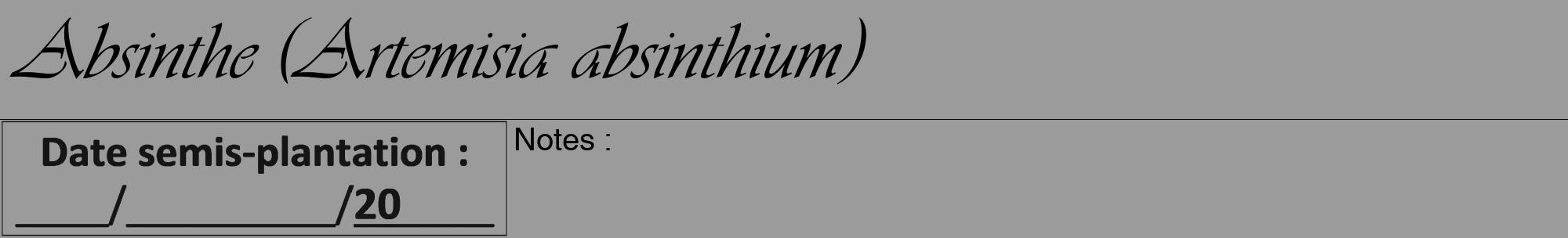 Étiquette de : Artemisia absinthium - format a - style noire52viv avec comestibilité