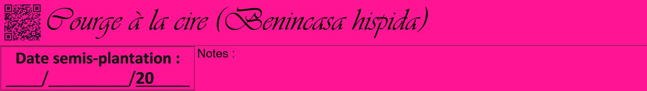 Étiquette de : Benincasa hispida - format a - style noire43viv avec qrcode et comestibilité