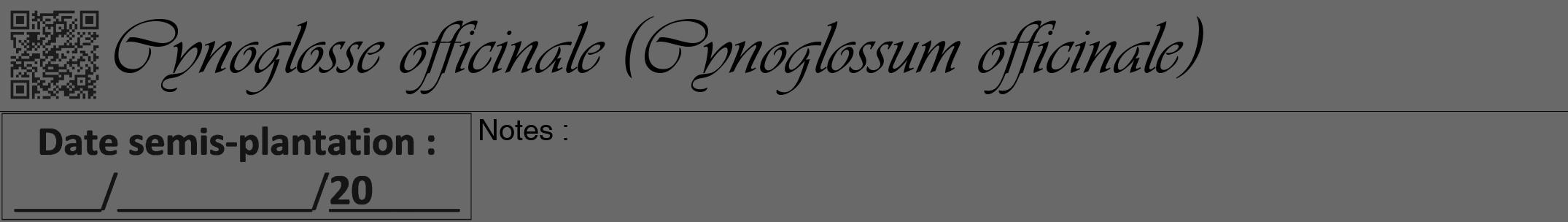 Étiquette de : Cynoglossum officinale - format a - style noire51viv avec qrcode et comestibilité